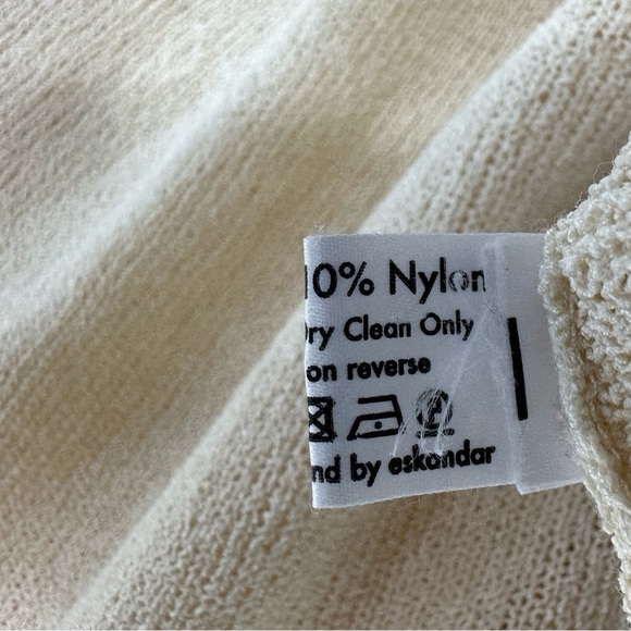 ESKANDAR Womens Silk Blend Boxy Open Knit Sweater Sz O/S? Cream Long Sleeve - Picture 7 of 8